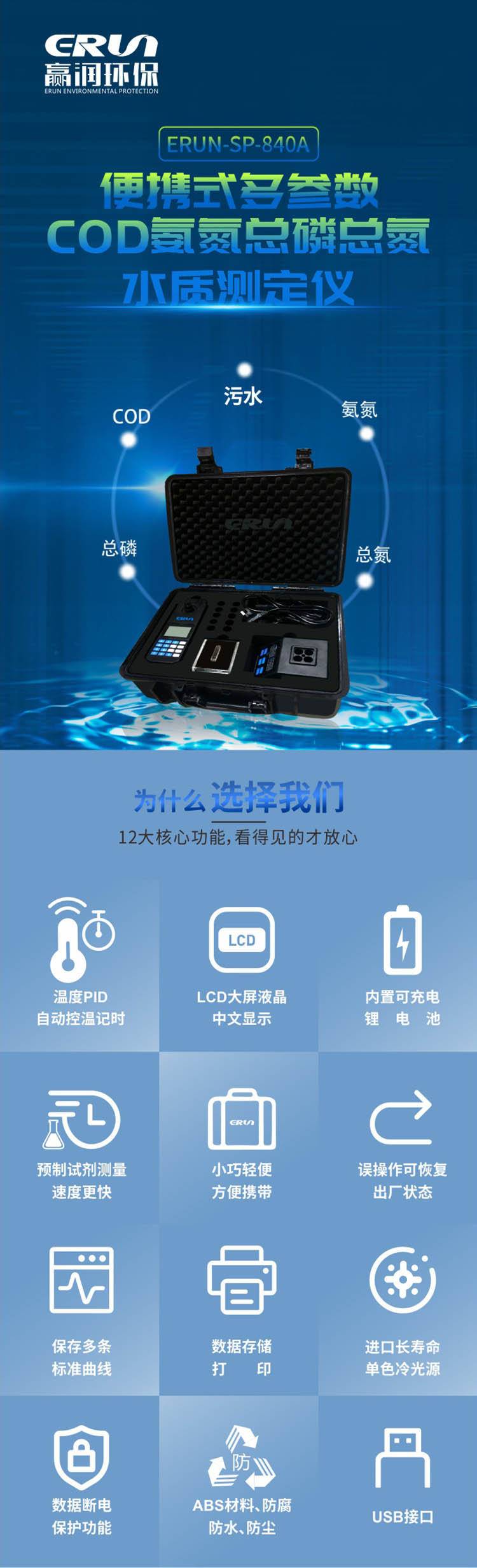 便攜式多參數(shù)COD、氨氮、總磷、總氮水質(zhì)測定儀